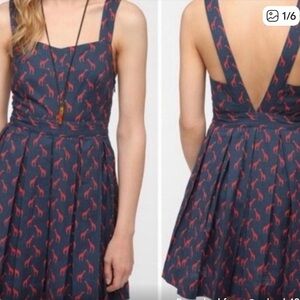 Urban Outfitters Cooperative Giraffe Print Mini Sun Dress Navy & Red Size 6